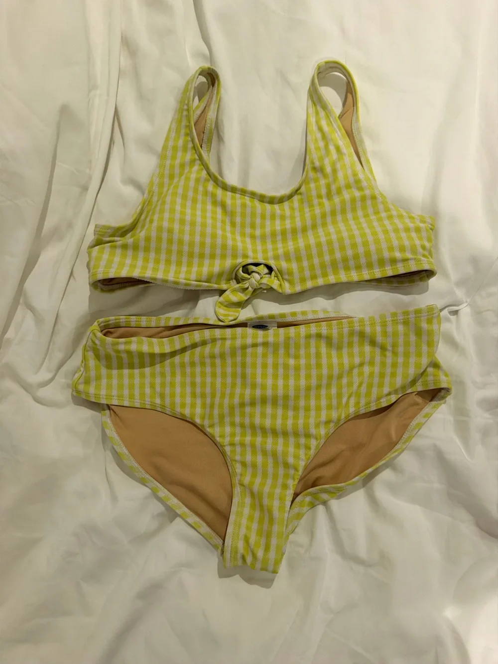 Old Navy Lime Yellow Gingham Knot Bikini Set Kids